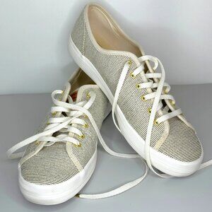 Women's Keds Canvas Dream Foam Sneakers with Gold Detailing - Size 7